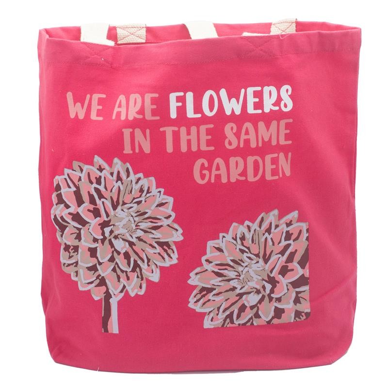 Pamučna torba s printom - We are Flowers - ružičasta