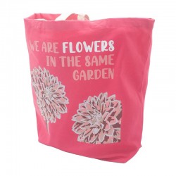 Bavlněná taška s potiskem - We are Flowers - růžový
