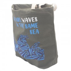 Bavlnená taška s potlačou - We are Waves - šedá
