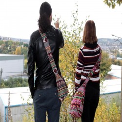 Žakárová taška - Růžová studentská kabelka